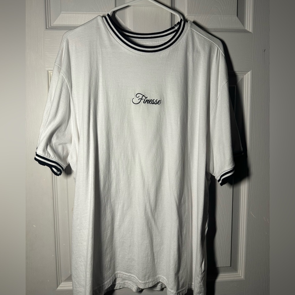 Finesse White Tee with Black Trim